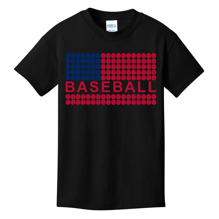 BaseballWithAmericanFlagDesign Kids T-Shirt