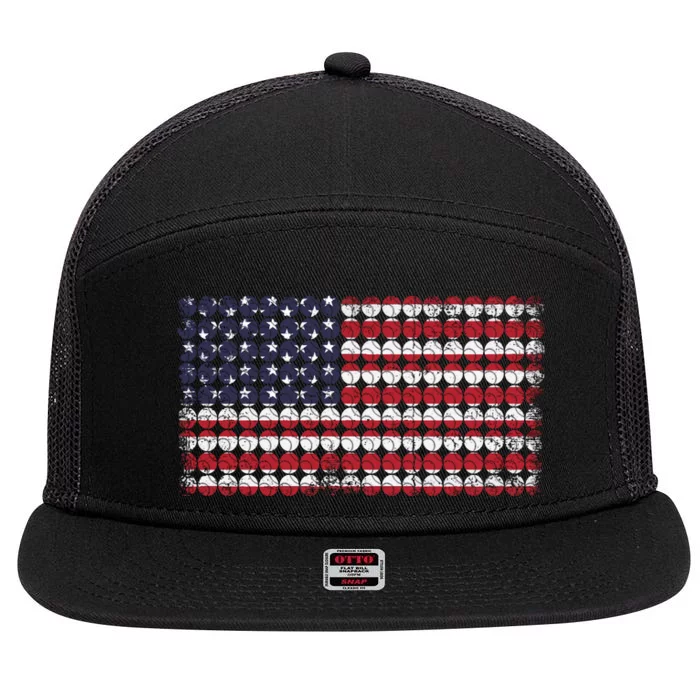 Baseball With USA Flag Design 7 Panel Mesh Trucker Snapback Hat