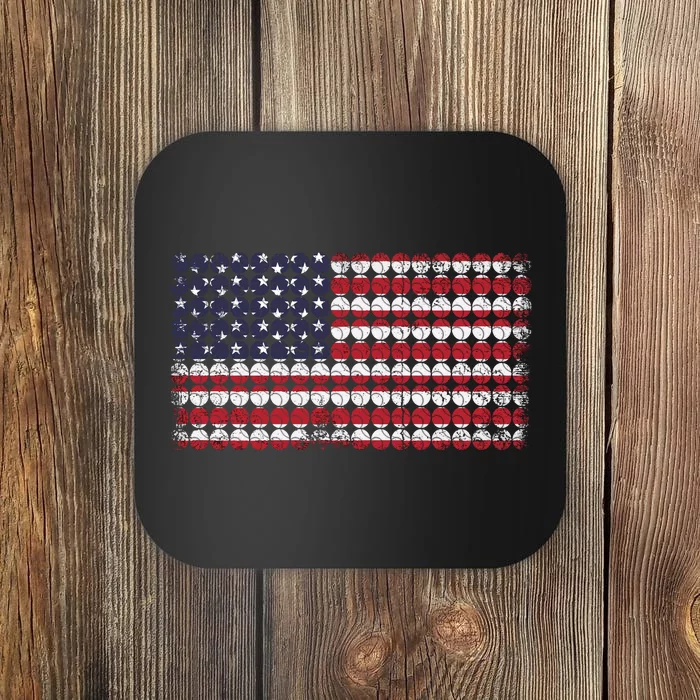 Baseball With USA Flag Design Coaster