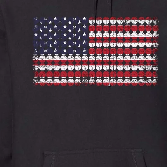 Baseball With USA Flag Design Premium Hoodie