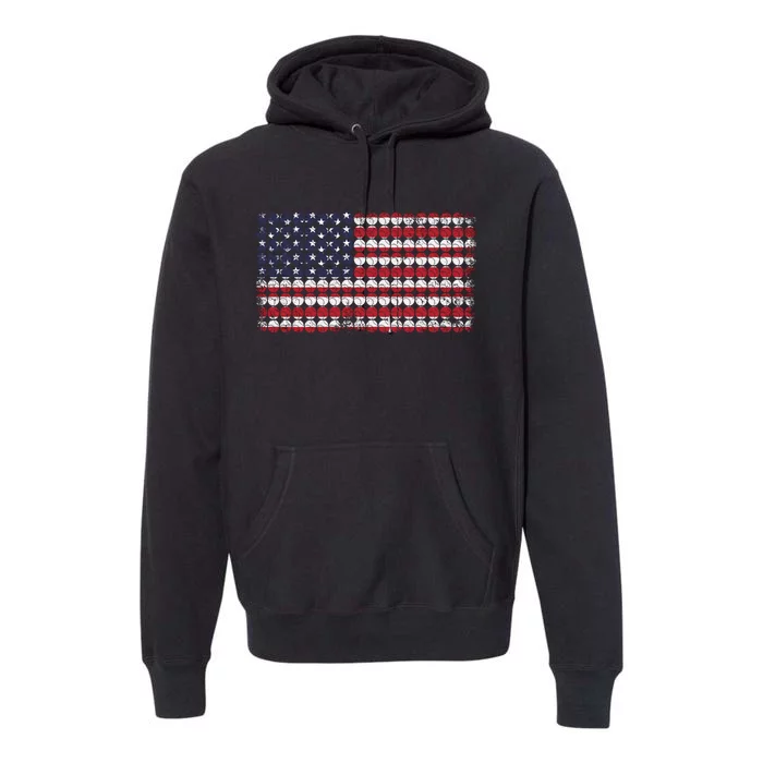 Baseball With USA Flag Design Premium Hoodie