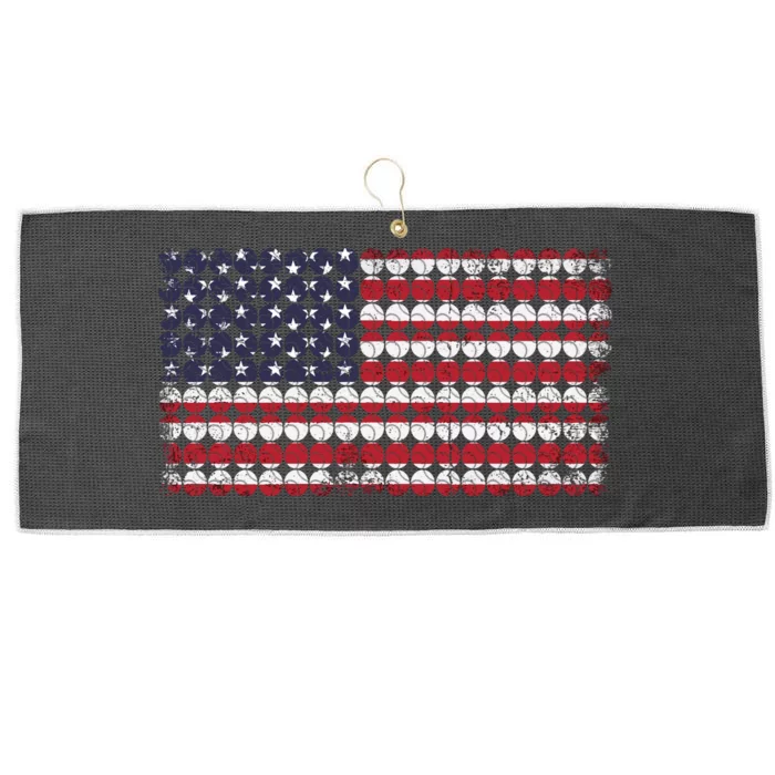 Baseball With USA Flag Design Large Microfiber Waffle Golf Towel