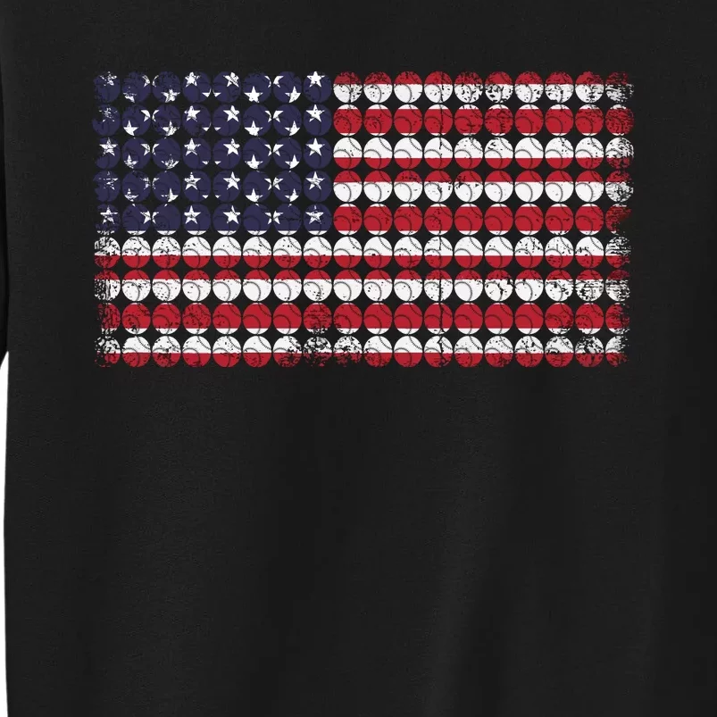 Baseball With USA Flag Design Tall Sweatshirt