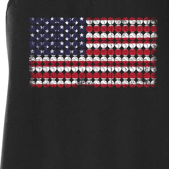 Baseball With USA Flag Design Women's Racerback Tank