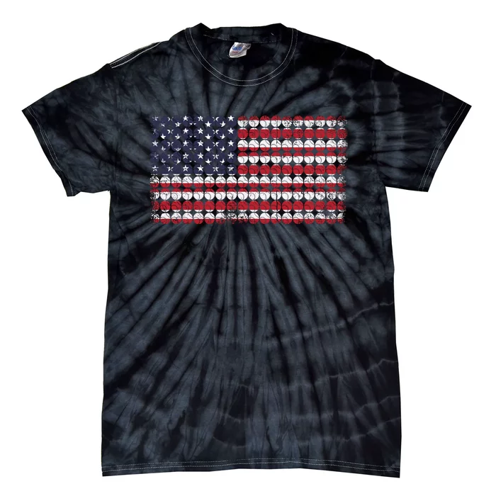 Baseball With USA Flag Design Tie-Dye T-Shirt