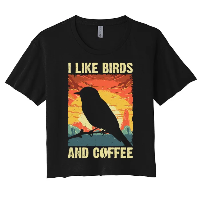 Best Bird Art For Birding Nerd Birder Bird Watcher Women's Crop Top Tee