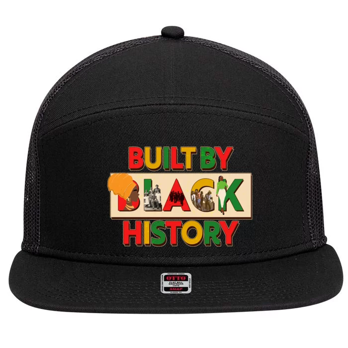 Built By Black History African American Culture 7 Panel Mesh Trucker Snapback Hat