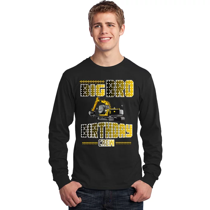 Big Bro Brother Birthday Crew Party Excavator Long Sleeve Shirt