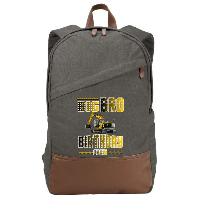 Big Bro Brother Birthday Crew Party Excavator Cotton Canvas Backpack