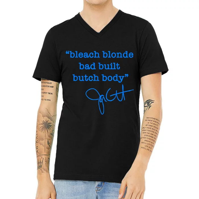 Bleach Blonde Bad Built Butch Body Jasmine Crockett V-Neck T-Shirt ...