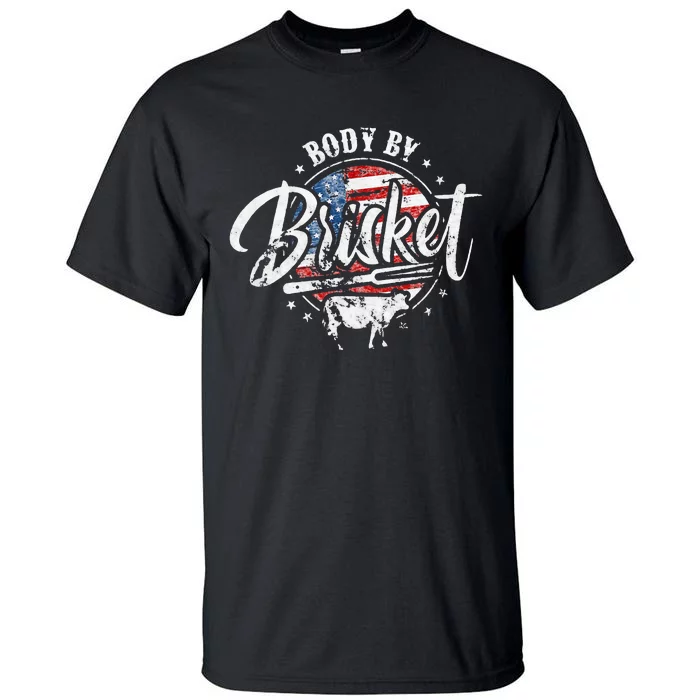 Body By Brisket USA Flag Patriotic Barbeque 4th of July Tall T-Shirt