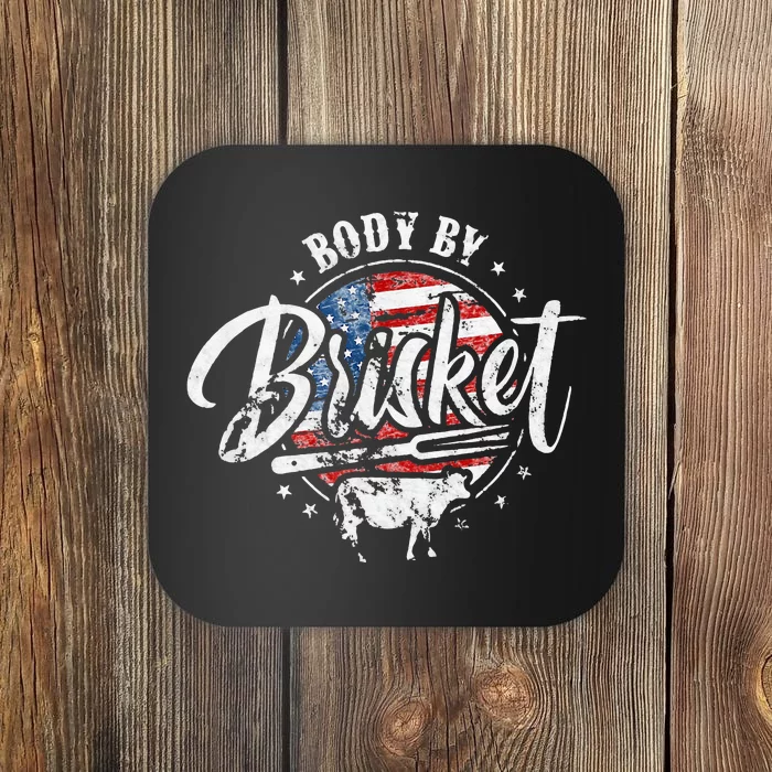 Body By Brisket USA Flag Patriotic Barbeque 4th of July Coaster