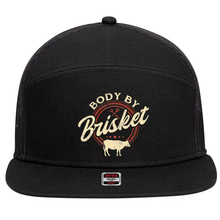 Body By Brisket Pitmaster BBQ Lover Smoker Grilling 7 Panel Mesh Trucker Snapback Hat