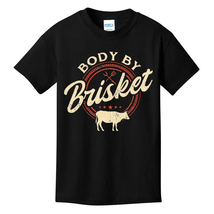 Body By Brisket Pitmaster BBQ Lover Smoker Grilling Kids T-Shirt