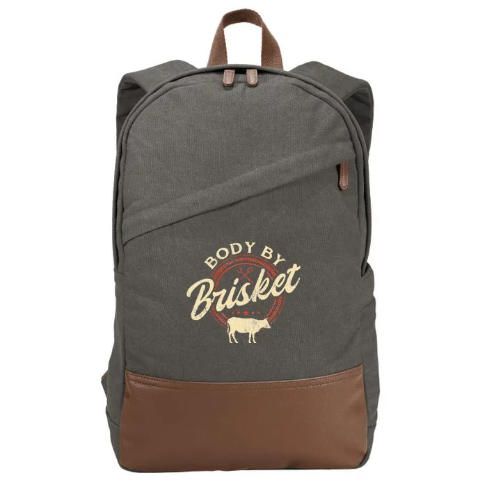 Body By Brisket Pitmaster BBQ Lover Smoker Grilling Cotton Canvas Backpack