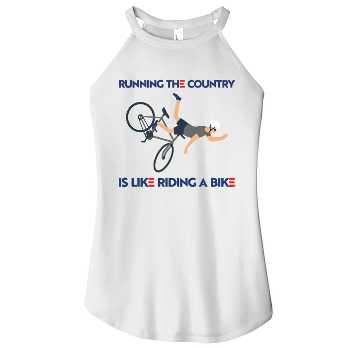 Biden Bike Bicycle Running The Country Is Like Riding A Bike Women’s Perfect Tri Rocker Tank