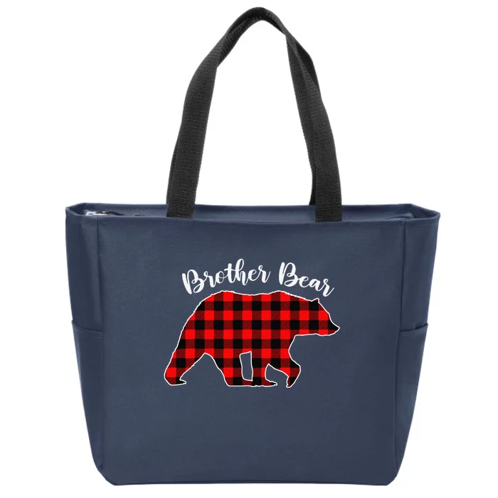 BROTHER BEAR Buffalo Plaid Red Funny Christmas Pajama Family Zip Tote Bag