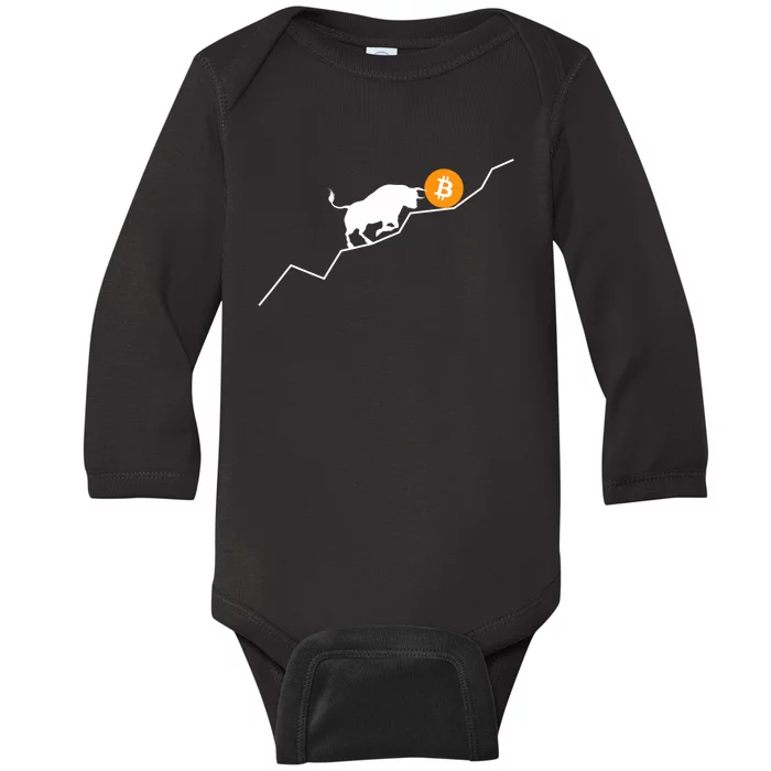 Bitcoin Bull Bullish Crpyto Baby Long Sleeve Bodysuit