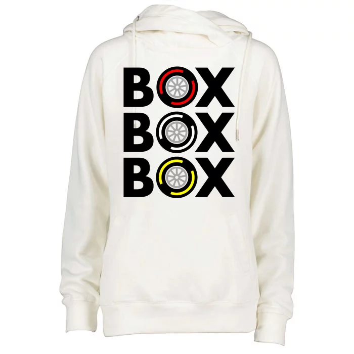 Box Box Box F1 Tire Compound Design Classic Womens Funnel Neck Pullover Hood