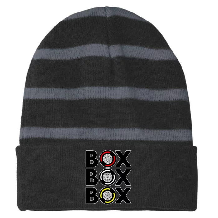 Box Box Box F1 Tire Compound Design Classic Striped Beanie with Solid Band