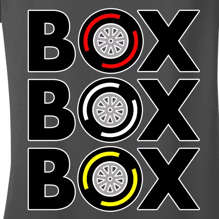 Box Box Box F1 Tire Compound Design Classic Women's V-Neck T-Shirt