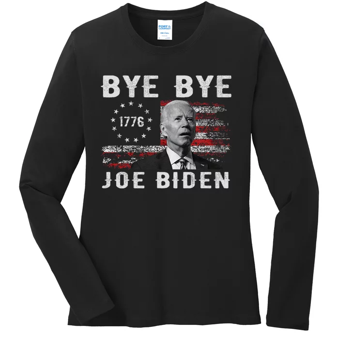 Bye Bye Biden Funny Antibiden Election Drops Out Ladies Long Sleeve Shirt