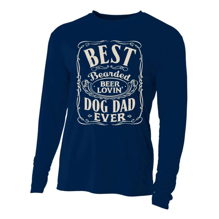 Best Bearded Beer Lovin Dog Dad Ever Funny Dogs Owner Gifts Cooling Performance Long Sleeve Crew