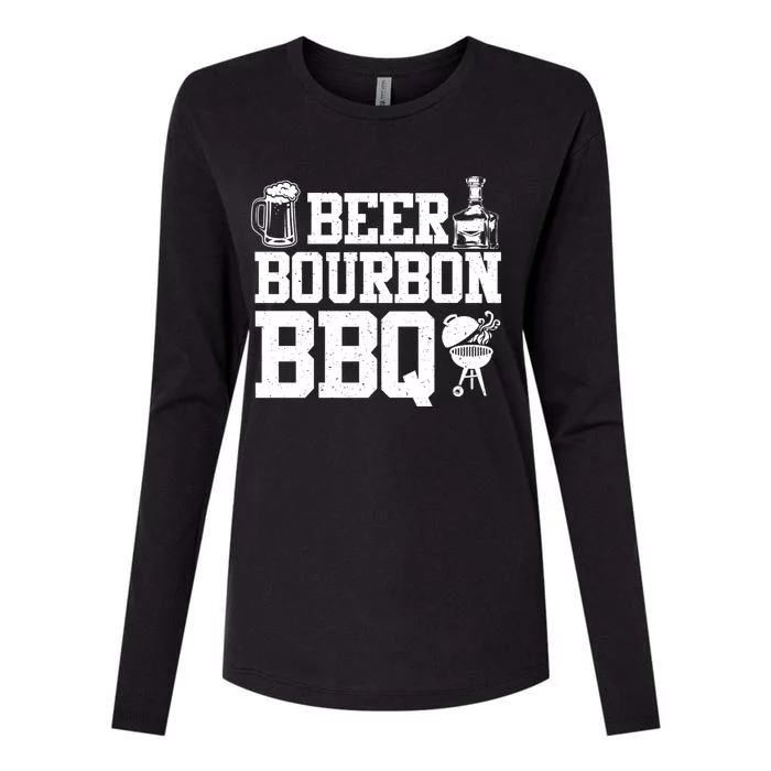 Beer Bourbon Bbq Gift Bbq Grillmaster Gift Womens Cotton Relaxed Long Sleeve T-Shirt