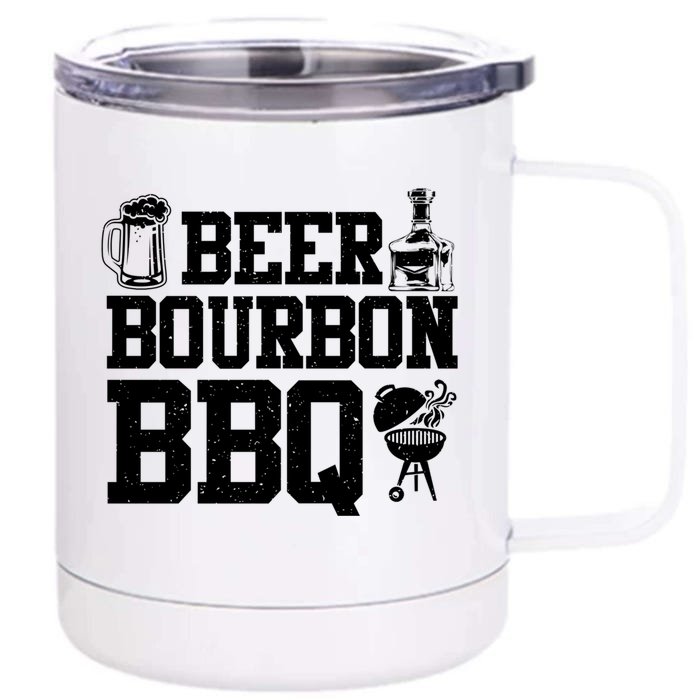 Beer Bourbon Bbq Gift Bbq Grillmaster Gift Front & Back 12oz Stainless Steel Tumbler Cup