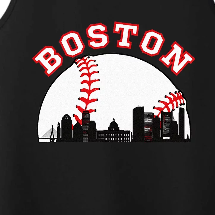 Boston Baseball Boston MA Cityscape BOS Skyline Performance Tank