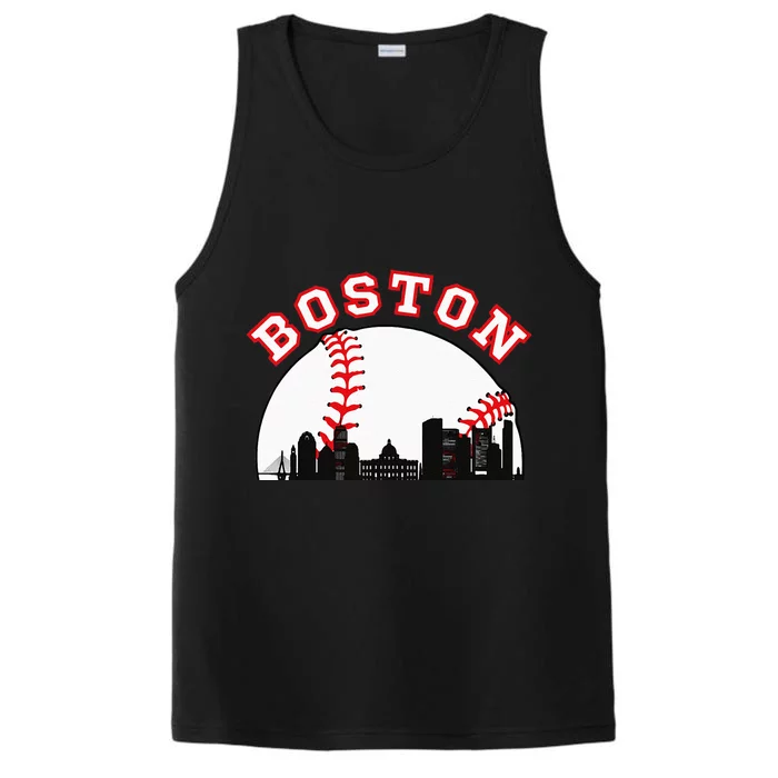 Boston Baseball Boston MA Cityscape BOS Skyline Performance Tank