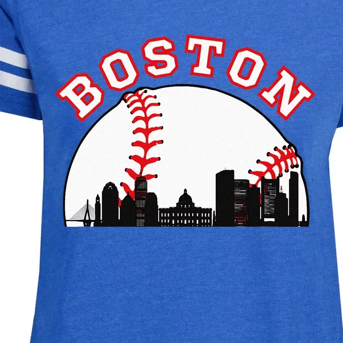 Boston Baseball Boston MA Cityscape BOS Skyline Enza Ladies Jersey Football T-Shirt