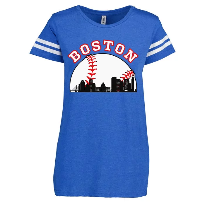 Boston Baseball Boston MA Cityscape BOS Skyline Enza Ladies Jersey Football T-Shirt