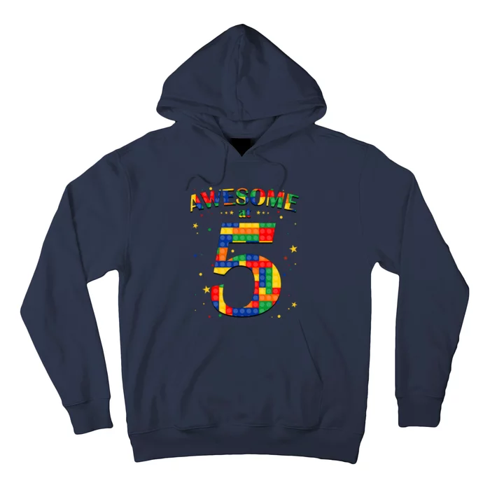 Building Blocks Bricks Awesome At 5 Years Old Birthday Boy Hoodie