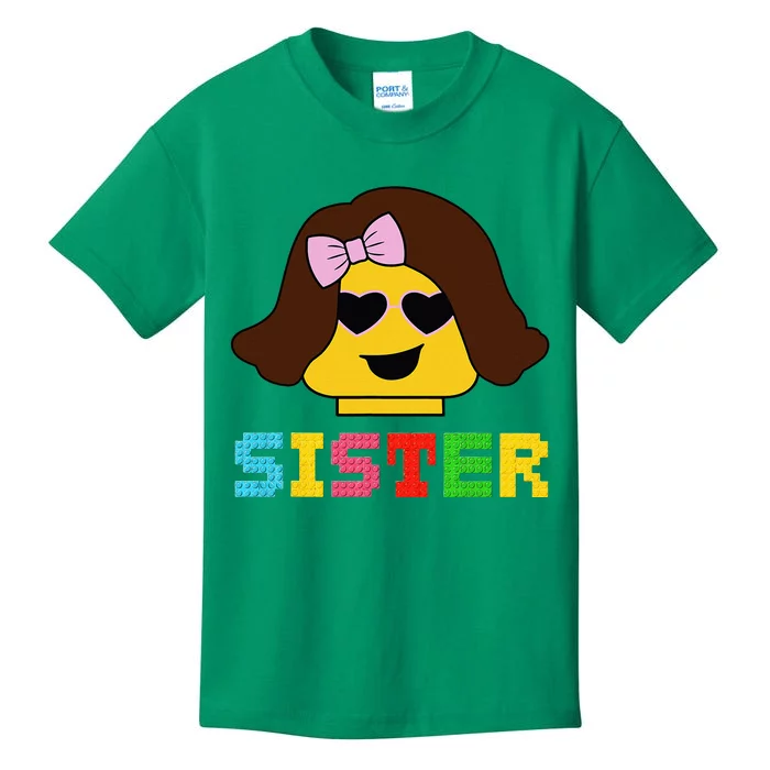 Building Bricks Blocks Sister Master Builder Family Matching Kids T-Shirt