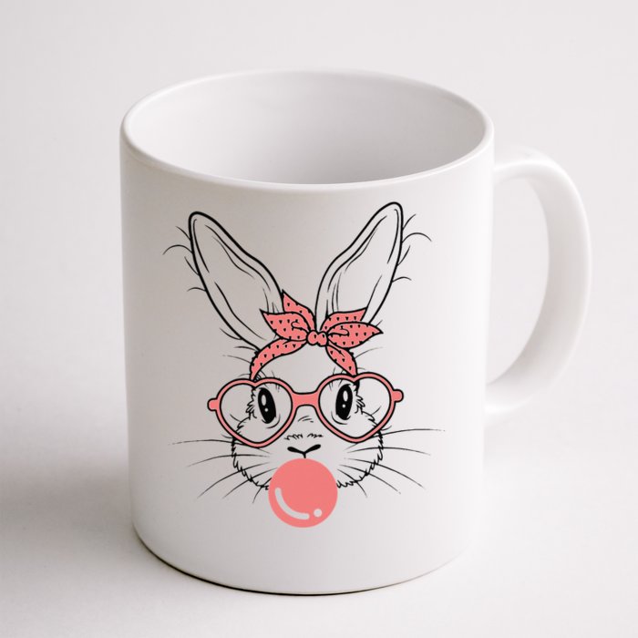 Bunny Blowing Bubble Gum Easter Day Cute Rabbit Front & Back Coffee Mug