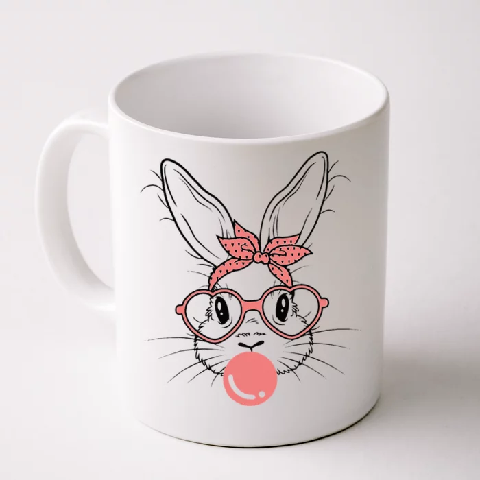 Bunny Blowing Bubble Gum Easter Day Cute Rabbit Front & Back Coffee Mug