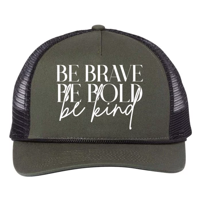 Be Brave Be Bold Be Kind Quote Retro Rope Trucker Hat Cap