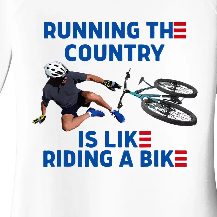 Biden Bike Bicycle Running The Country Is Like Riding A Bike Women's Perfect Tri Tunic Long Sleeve Shirt