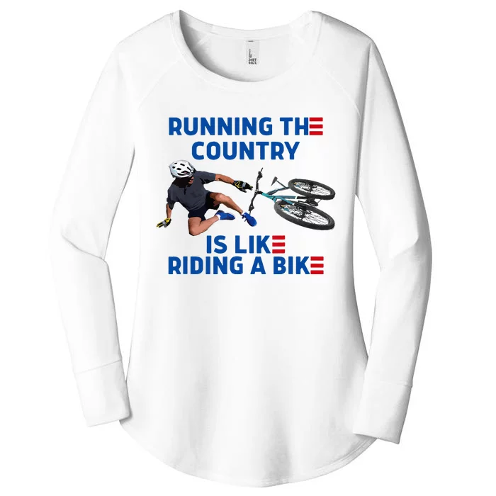 Biden Bike Bicycle Running The Country Is Like Riding A Bike Women's Perfect Tri Tunic Long Sleeve Shirt