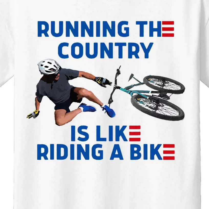 Biden Bike Bicycle Running The Country Is Like Riding A Bike Kids T-Shirt