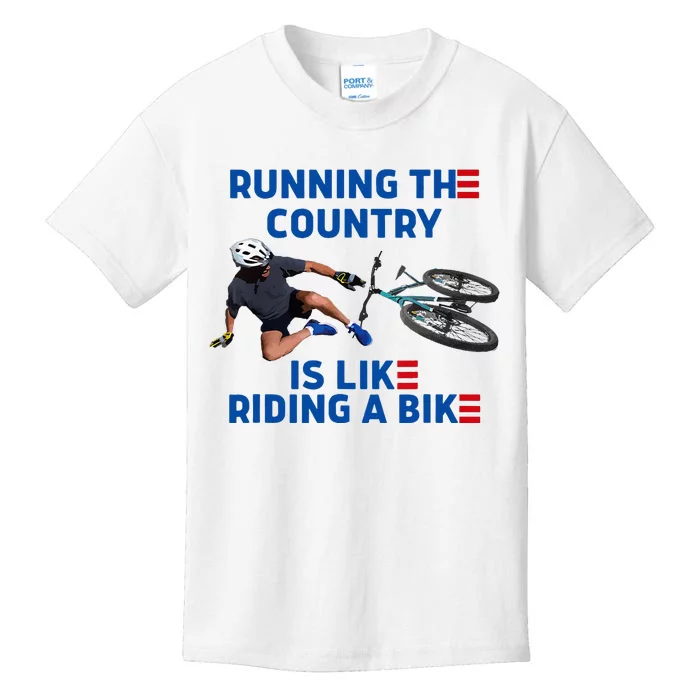 Biden Bike Bicycle Running The Country Is Like Riding A Bike Kids T-Shirt