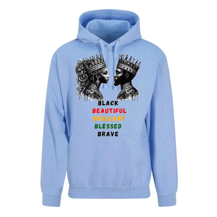 Black Beautiful Brilliant Blessed Brave King And Queen Unisex Surf Hoodie