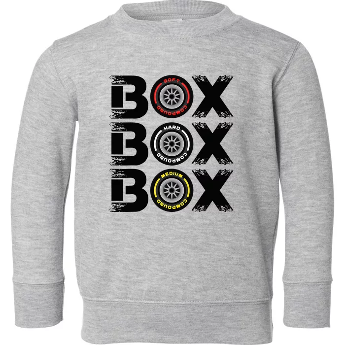 Box Box Box F1 Tyre Compound V2 Design Car Lover Toddler Sweatshirt