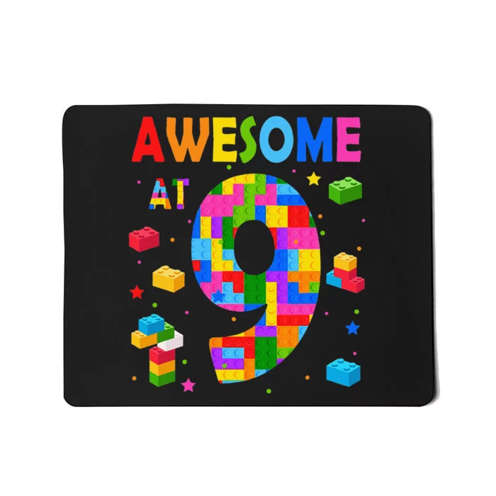 Building Blocks Bricks Awesome At 9 Years Old Birthday Mousepad