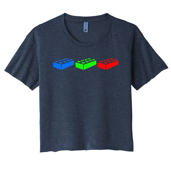 Building Blocks Bricks Master Builder Engineer Construction Women's Crop Top Tee