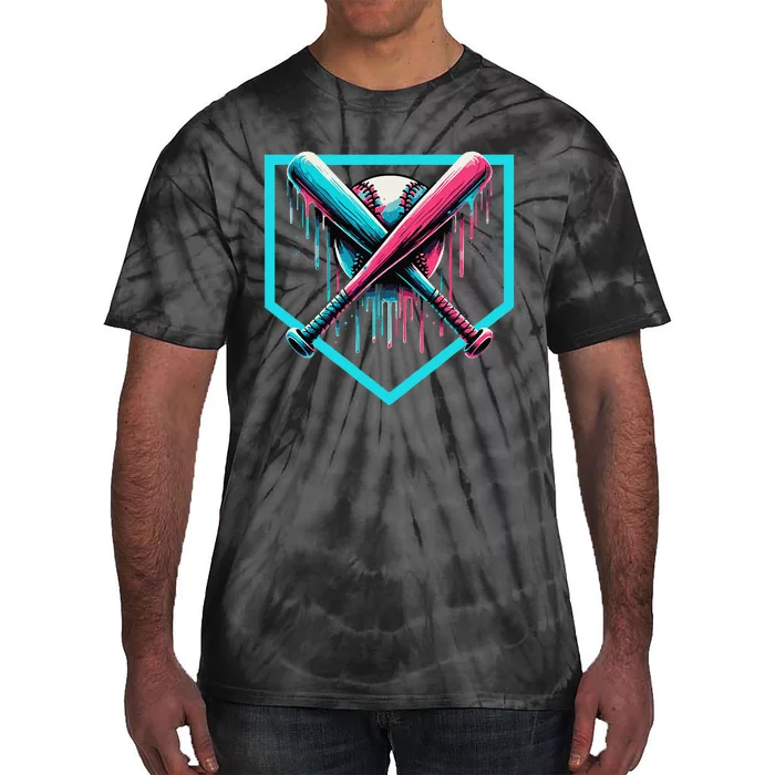 Baseball Bat Baseball Drip Gift Tie-Dye T-Shirt