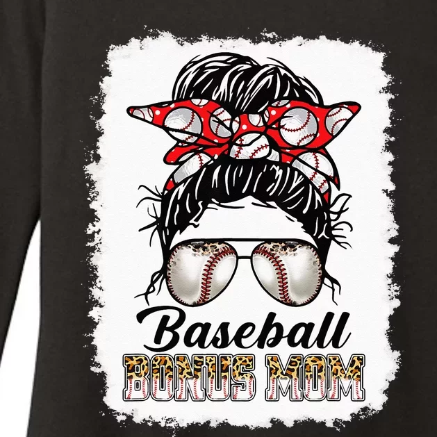 Bleached Baseball Bonus Mom Messy Bun Game Day Mothers Day Womens CVC Long Sleeve Shirt