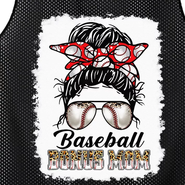 Bleached Baseball Bonus Mom Messy Bun Game Day Mothers Day Mesh Reversible Basketball Jersey Tank