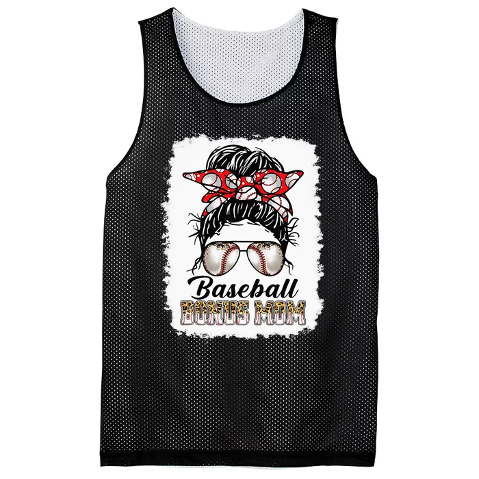 Bleached Baseball Bonus Mom Messy Bun Game Day Mothers Day Mesh Reversible Basketball Jersey Tank